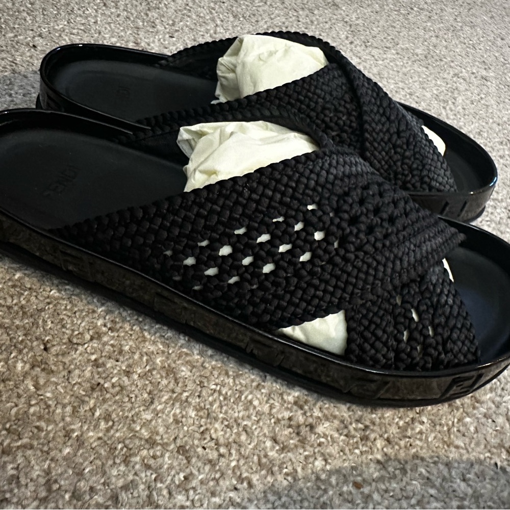 Fendi Black Slide Sandals